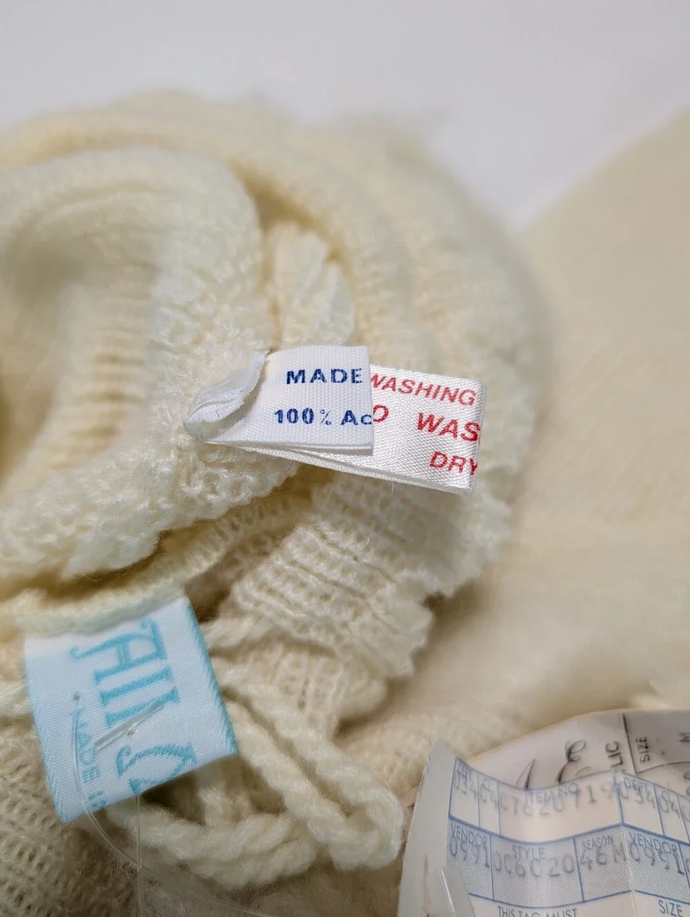Vintage All-Mine Cream-Colored Knit Hooded Baby Coat & Booties with Duck Accents